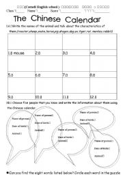 English Worksheet: chinese new year sheet