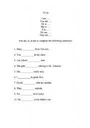 English worksheet: to be