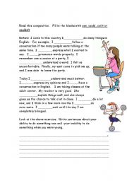 English Worksheet: can could cant couldnt