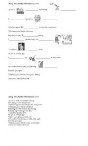 English Worksheet: Song- Queen - Lazing on a Sunday Afternoon