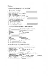 English Worksheet: Worksheet 1