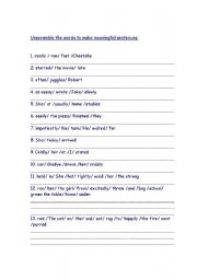 English Worksheet: word order