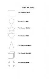 English Worksheet: SHAPES AND COLORS