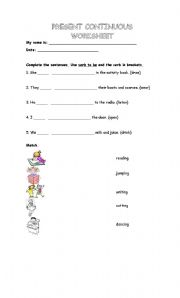 English worksheet: Present Contiuous