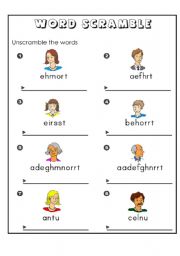 English Worksheet: Word Scramble