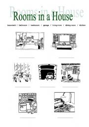 English Worksheet: rooms in a house