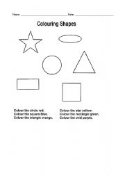 English Worksheet: colouring shapes