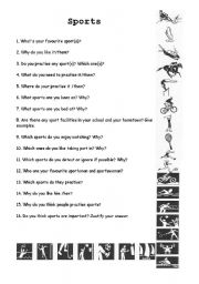 English Worksheet: questions about sports