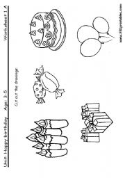 English Worksheet: Happy birthday worksheet for very young children
