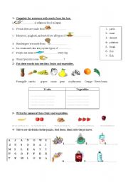 English Worksheet: Food