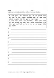 English worksheet: Long and Short Vowel Worksheet