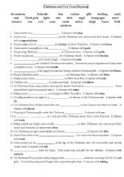 English Worksheet: Christmas Rhyming Vocabulary