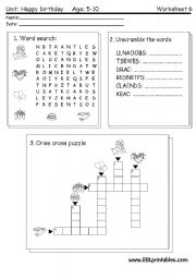 English Worksheet: Happy Birthday: reading-writing worksheet