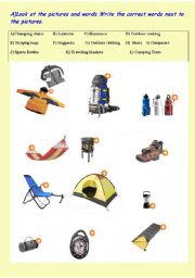 English Worksheet: CAMPING