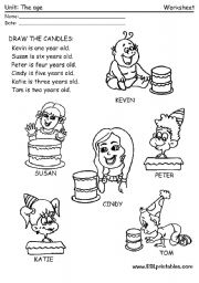 English Worksheet: The age worksheet: draw the candles
