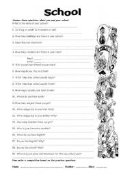 English Worksheet: School Questions