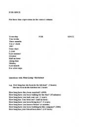 English worksheet: howlong