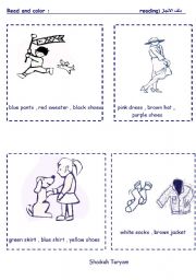 English Worksheet: read and color the clothes