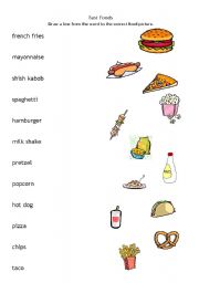 Fast Foods - match word to picture