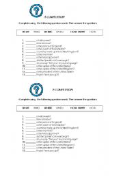 English Worksheet: QUESTION WORDS -A competition