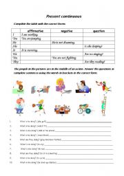 English Worksheet: Present Continuous