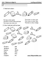 English Worksheet: Classroom material: reading worksheet 2