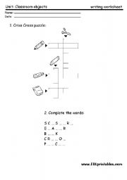 English Worksheet: Classroom material: writing worksheet