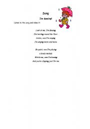 English Worksheet: song : Im dancing - present continuous