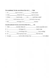 English Worksheet: first and second conditional