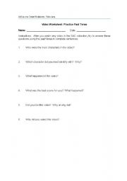 English Worksheet: Generic Video Worksheet: Past Tense