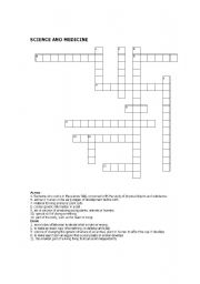English Worksheet: Medicine Crossword
