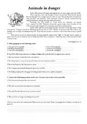 English Worksheet: animals in danger