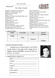 English Worksheet: introducing people