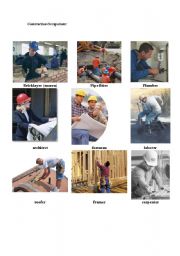 English Worksheet: Construction trades handout & matching