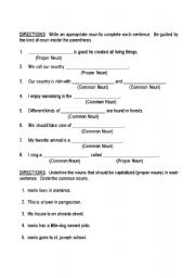 English Worksheet: Common and Proper Nouns