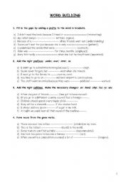 English Worksheet: Prefixes and suffixes