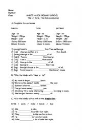 English Worksheet: exam paper