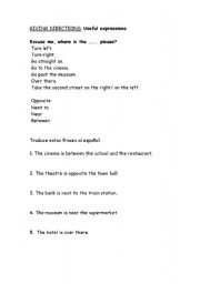 English Worksheet: giving directions