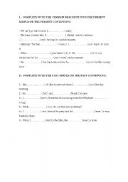 English Worksheet: PRESENT OR PAST SIMPLE OR CONTINUOUS