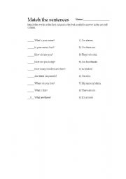 English worksheet: Match the sentences