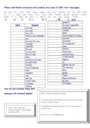 English Worksheet: SMS language