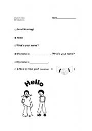 English Worksheet: Hello, what is your name