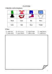 Worksheet with the Clothes