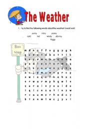 English Worksheet: The weather - crosswords