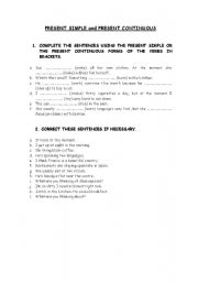 English Worksheet: present simple and present continuous