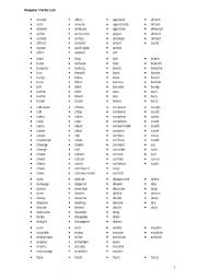 Regular verbs list