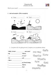 English Worksheet: Greetings + Homework