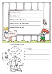 English Worksheet: Personal questions/clothes and colours : revision