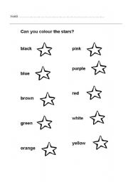 English Worksheet: Colour the stars
