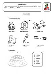 English Worksheet: Colours